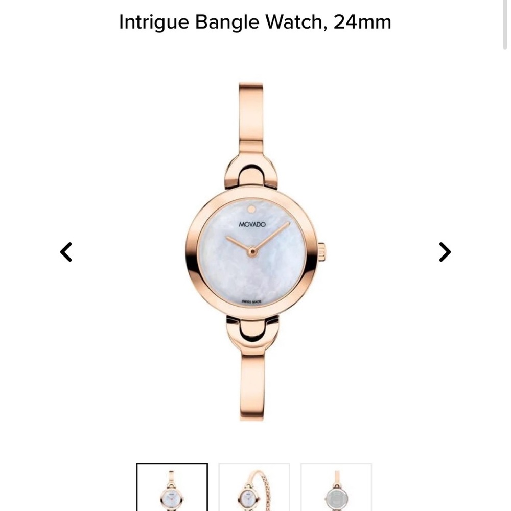 Movado Intrigue with White Dial, Rose Gold Bangle Watch